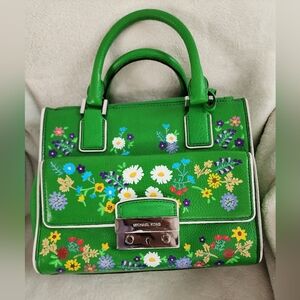 SOLD-Michael Kors Green Floral Satchel